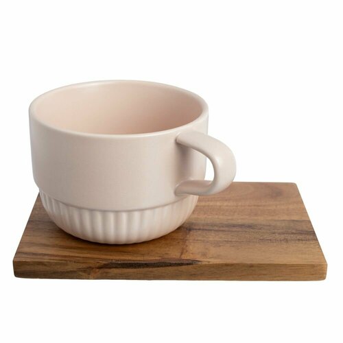 Чайная пара два предмета чашка 250мл подставка 15х95х1 см фарфор акация розовый 780₽