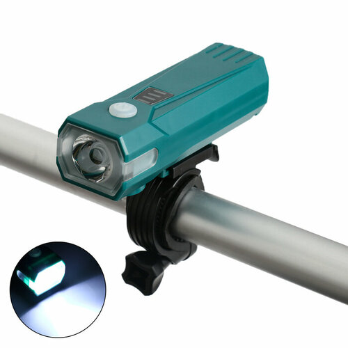 Фонарь велосипедный аккумуляторный300 лм 2000 мАч5 Вт LED3 режима с сигналом зеленый 1шт 1224₽