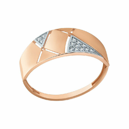 Кольцо АЛЕКСИ, красное золото, 585 проба, фианит, размер 18, золотой, красный