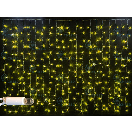Гирлянда светодиодная Занавес желтая с мерцанием 220B, 300 LED, провод прозрачный, IP65 RL-CS2*1.5F-CT/Y