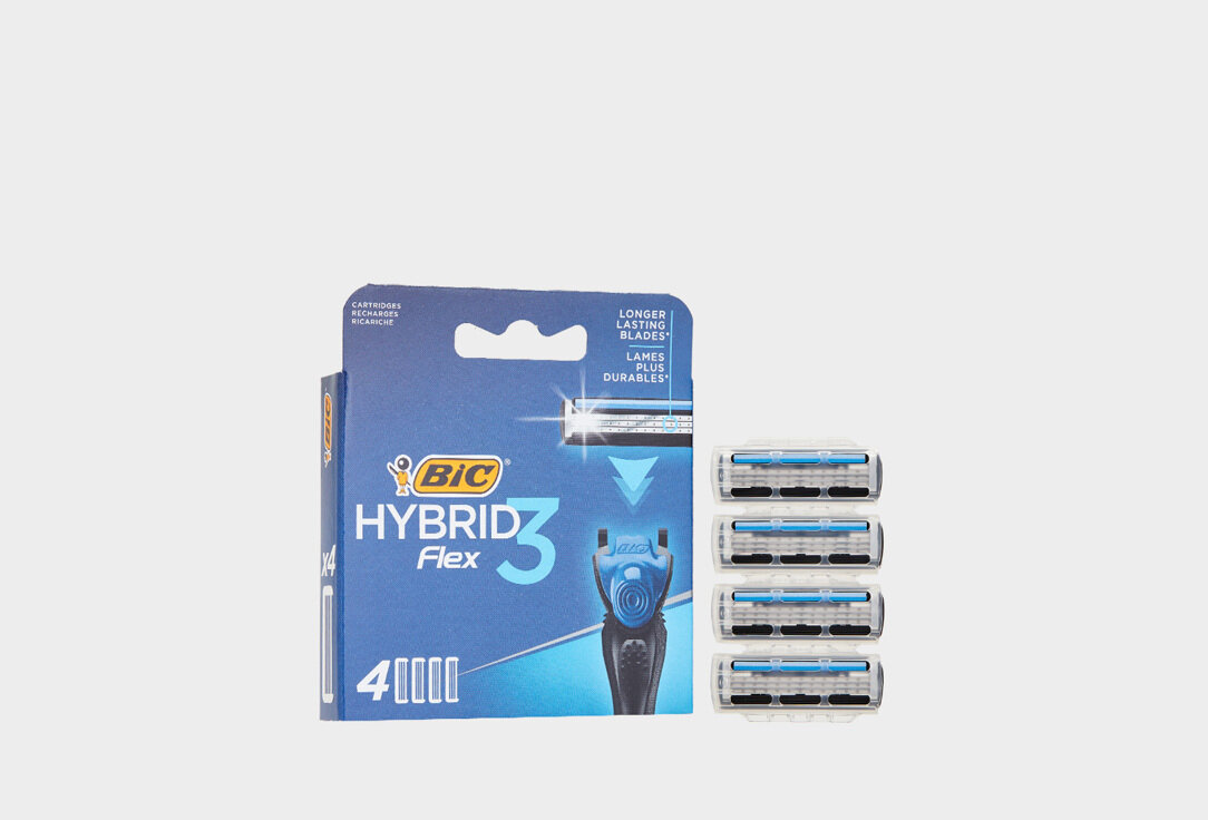 Сменные кассеты для мужской бритвы, 4 шт. BIC, Hybrid 3 Flex 4мл