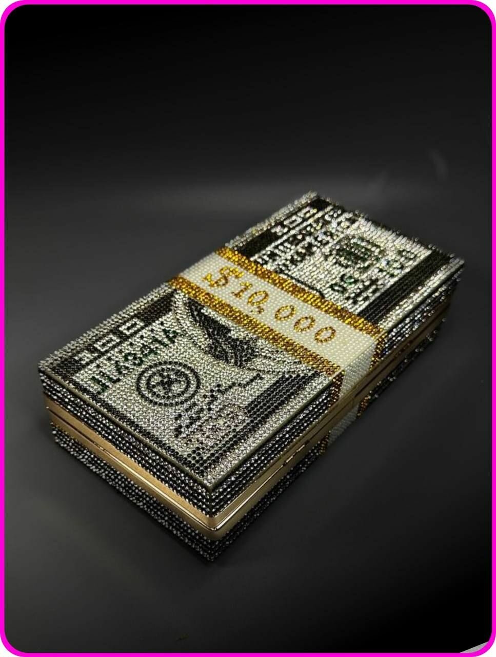 фото Сумка клатч со стразами Доллар