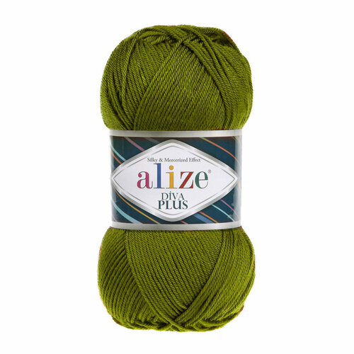 Пряжа для вязания ALIZE 'Diva Plus', 100г, 220м (100% микрофибра акрил) (233 оливковый), 5 мотков