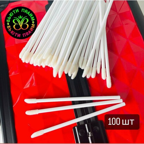 Аппликаторы для макияжа, для губ, бровей, век 100 шт. Мягкие Белые