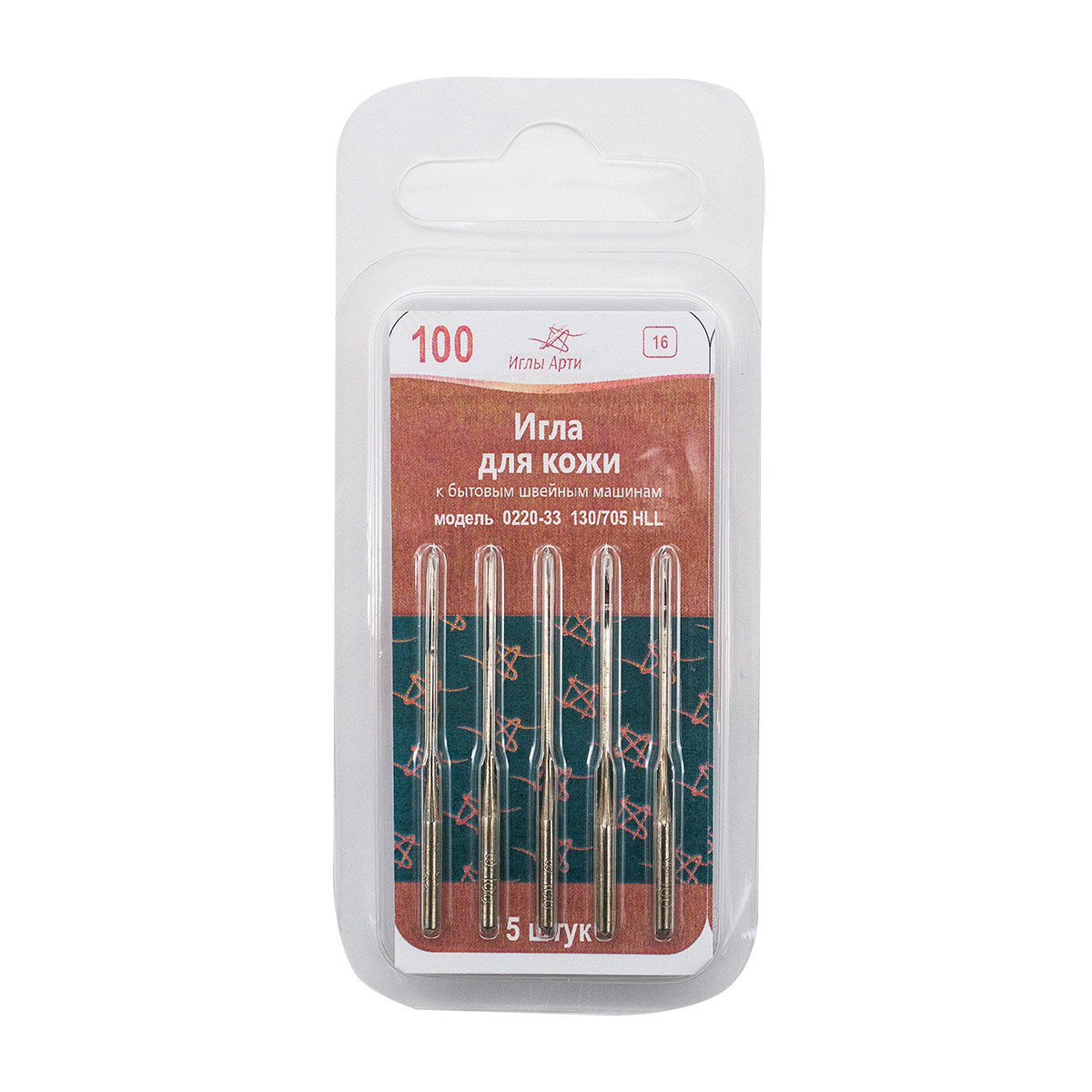 Иглы для швейных машин   100  для кожи  5 шт  диаметр 1 мм  Арти