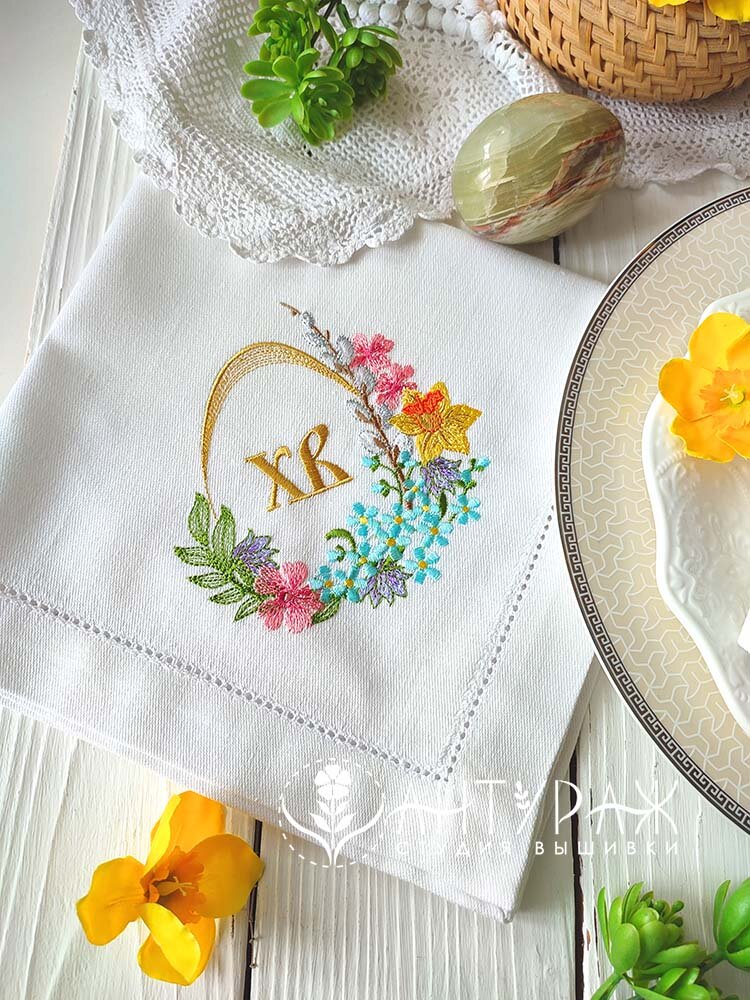 Пасхальный сувенир Льняная пасхальная салфетка с вышивкой, бренд ANTURAG-VISHIVKA