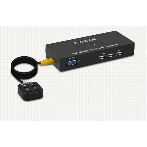 KVM switch 4-1 VGA+USB свитчер-переключатель c выносной кнопкой и полным комплектом соединительных кабелей