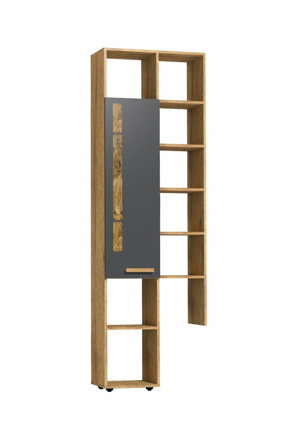 фото Шкаф с открытыми полками Crown 2, Дуб Золотистый / Графит