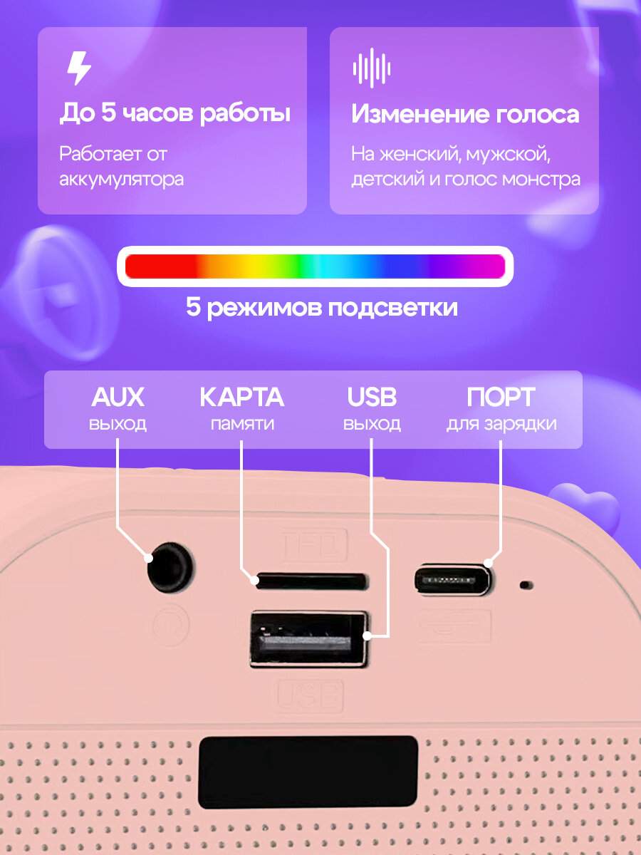 Караоке-система Electroworld K-12, с микрофонами, цвет розовый — фото 1