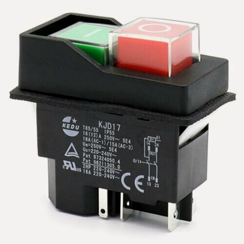 Изображение товара Пусковая кнопка, выключатель KJD17 (KLD-28А) (магнитный пускатель) 5 контактов, для бетономешалки, для станка