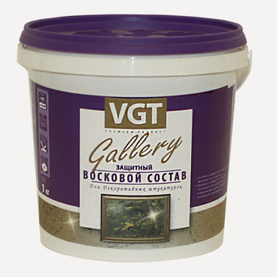 Изображение товара Защитный Восковой Состав VGT Gallery 0.9кг с Перламутром для Декоративных Штукатурок / ВГТ Воск.