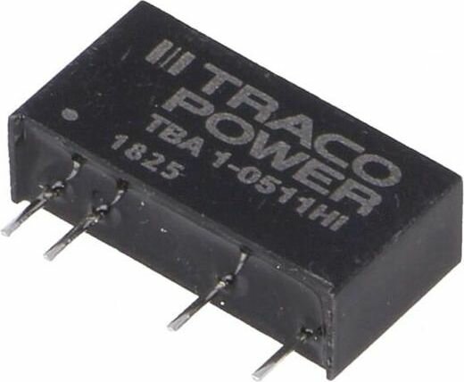 Преобразователь TRACO POWER TBA 1-0511HI DC/DC 1Вт Uвх 4,5-5,5В Uвых 5ВDC Iвых 200мА 1 шт