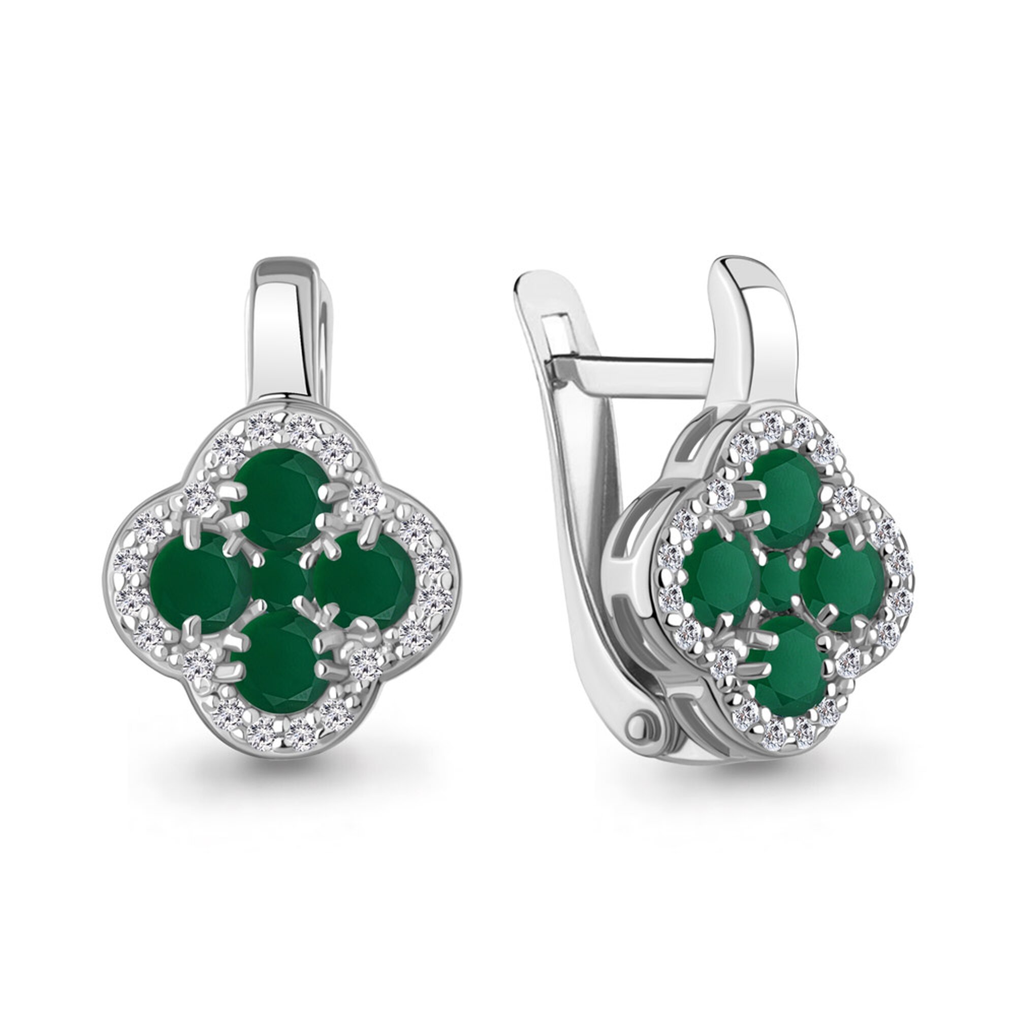 Серьги Diamant online, серебро, 925 проба, родирование, фианит, агат, длина 1.55 см, , бирюзовый