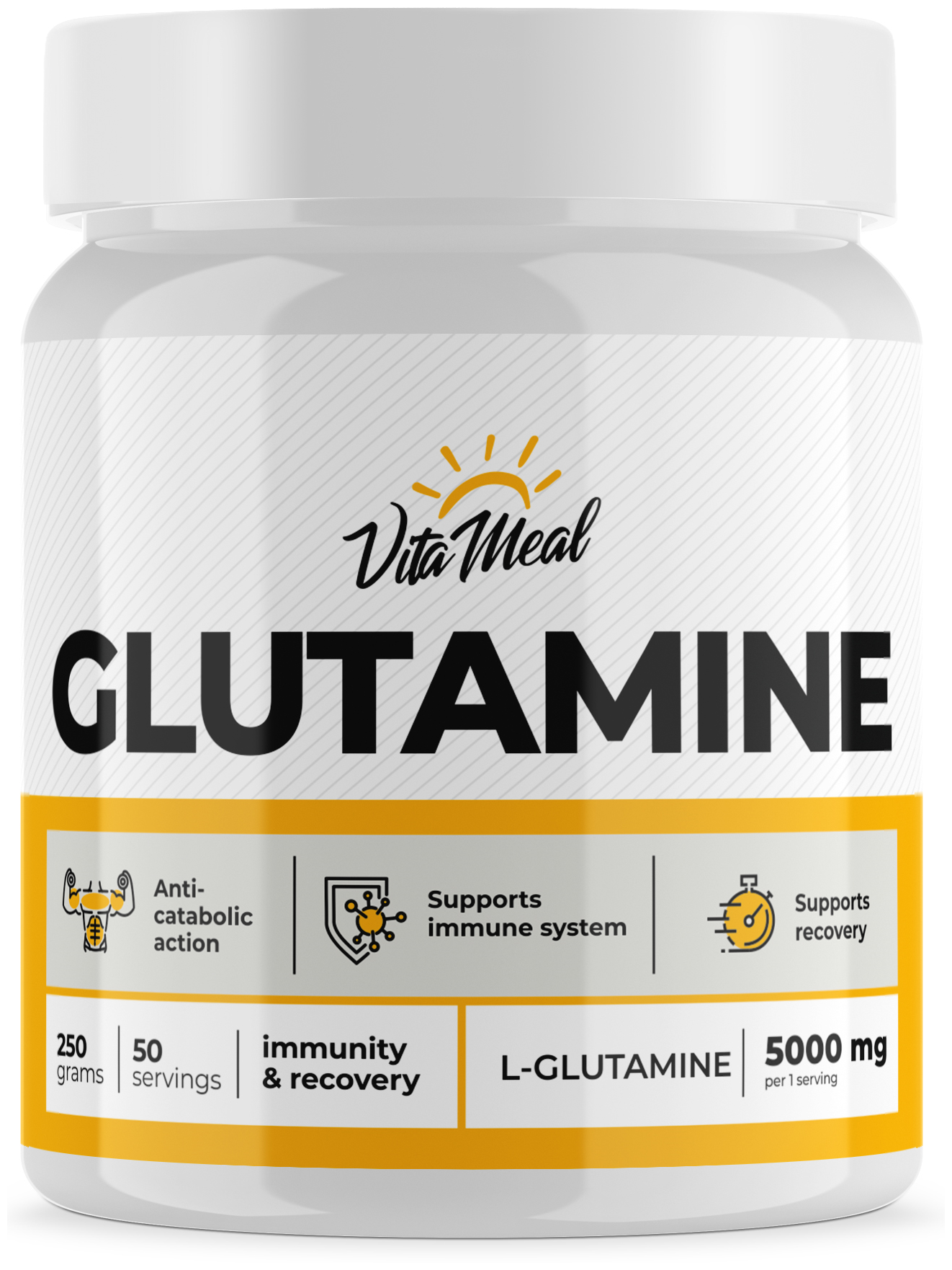 Глютамин 50 порций VitaMeal Glutamine 250 г без вкуса