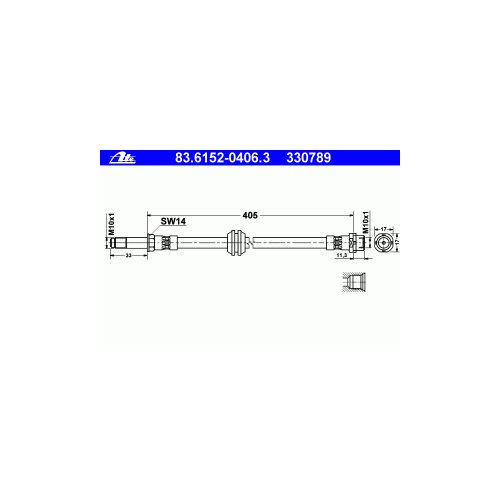 Тормозной шланг Ate 83.6152-0406.3 Bmw: 34326766966 34321165587 330789 Bmw 3 Compact (E46). Bmw 3 (E46). Bmw 3 Touring