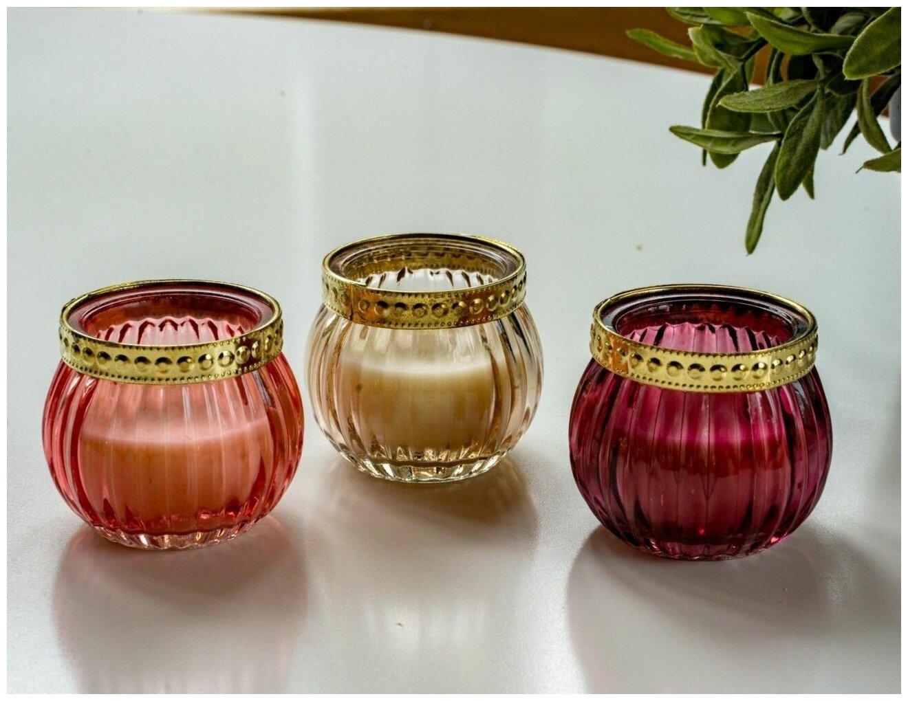 Набор свечей в стеклянных подсвечниках росси, 6.3х5.3 см, 3 шт, Koopman International ACC682210