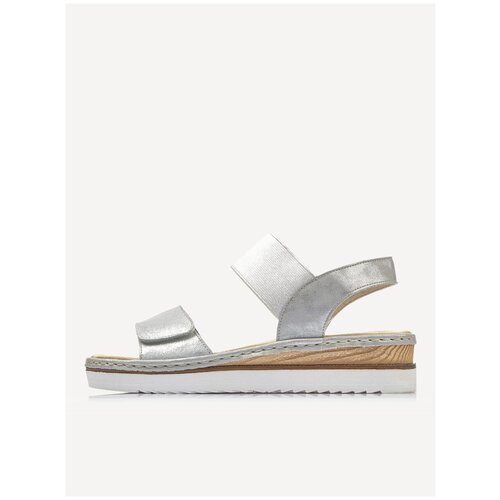 фото Босоножки rieker женские летние, размер 39, цвет серебряный, артикул 67990-90