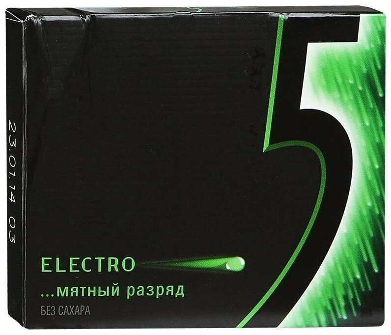 Жевательная резинка Wrigley's 5 Electro "Свежая мята" (Мятный разряд), 10 пачек х 12 пластинок - фотография № 3