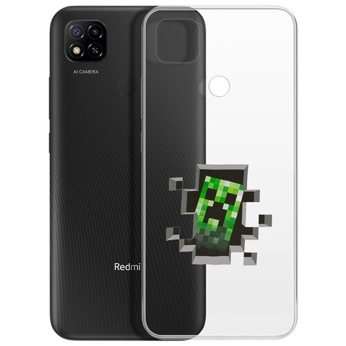 Чехол-накладка Krutoff Clear Case Крипер для Xiaomi Redmi 9C чехол накладка krutoff clear case minecraft крипер для samsung galaxy a03 a035