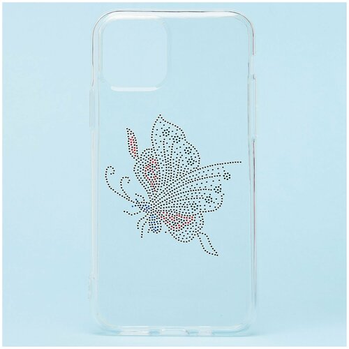 фото Чехол для iphone 11 pro max | силикон, люрекс бабочка #2, прозрачный good case