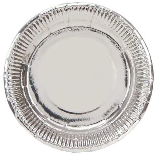 Тарелка одноразовая бумажн фольгирован серебряная 17см 6штG,1502-3778