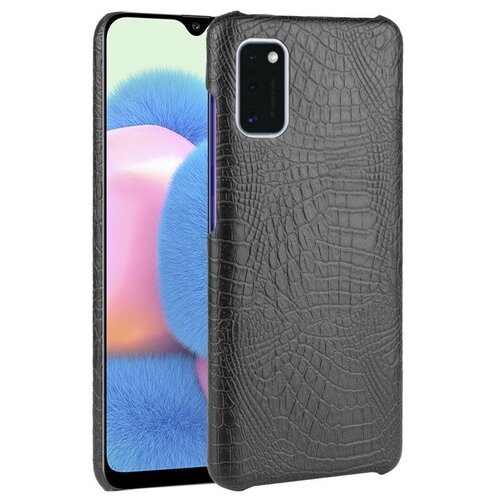 фото Чехол панель бампер mypads для samsung galaxy a41 sm-a415f (2020) элегантный тонкий на пластиковой основе с дизайном под кожу крокодила черный