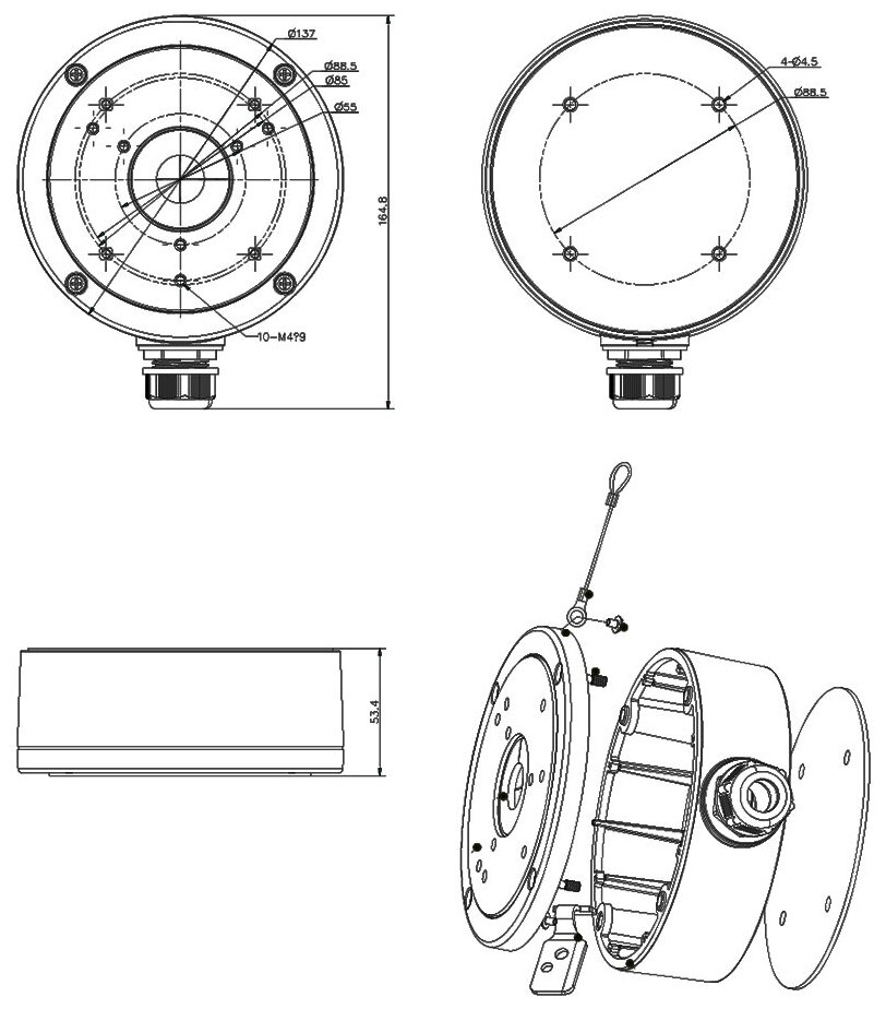 Монтажная коробка Hikvision DS-1280ZJ-S