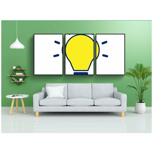 фото Набор модулных постеров для интерьера "лампочка, идея, яркий" 60x90 см. в тубусе, без рамки lotsprints