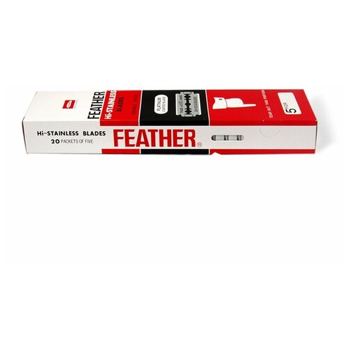 фото Двусторонние лезвия feather hi-stainless double edge blades 100 лезвий