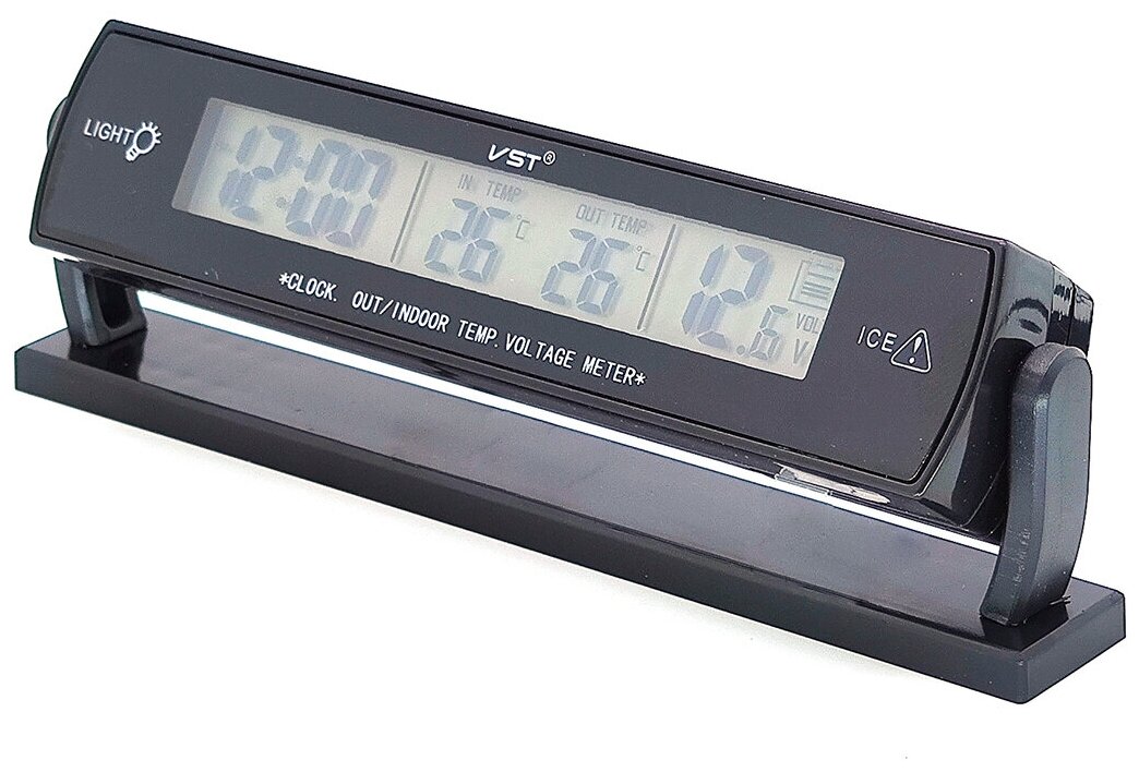 Часы автомобильные VST 7013V в прикурив вольтметр 2 термометра