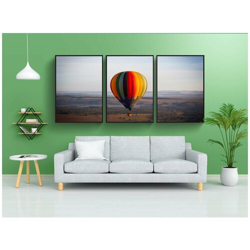 фото Набор модулных постеров для интерьера "шаре, полет на воздушном шаре, воздушный шар" 60x90 см. в тубусе, без рамки lotsprints
