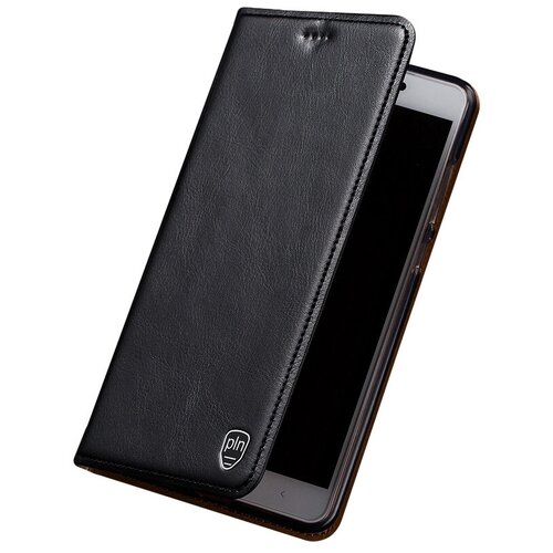 фото Чехол-книжка mypads premium для nokia 1 plus из качественной натуральной мраморной кожи буйвола прошитый элегантной прострочкой черный с магнитной крышкой