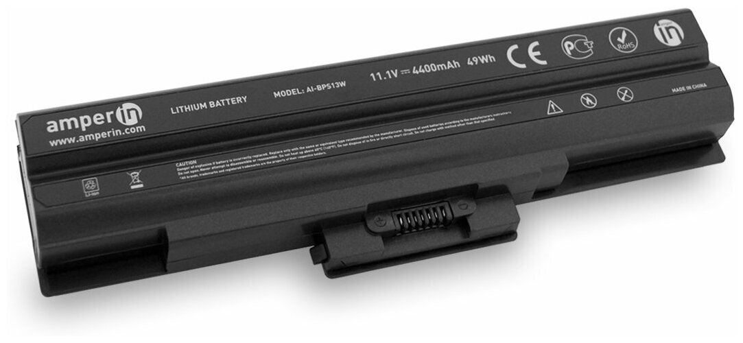 Аккумуляторная батарея Amperin для ноутбука Sony Vaio VGN, VPC Series 11.1V 4400mAh AI-BPS13W черная