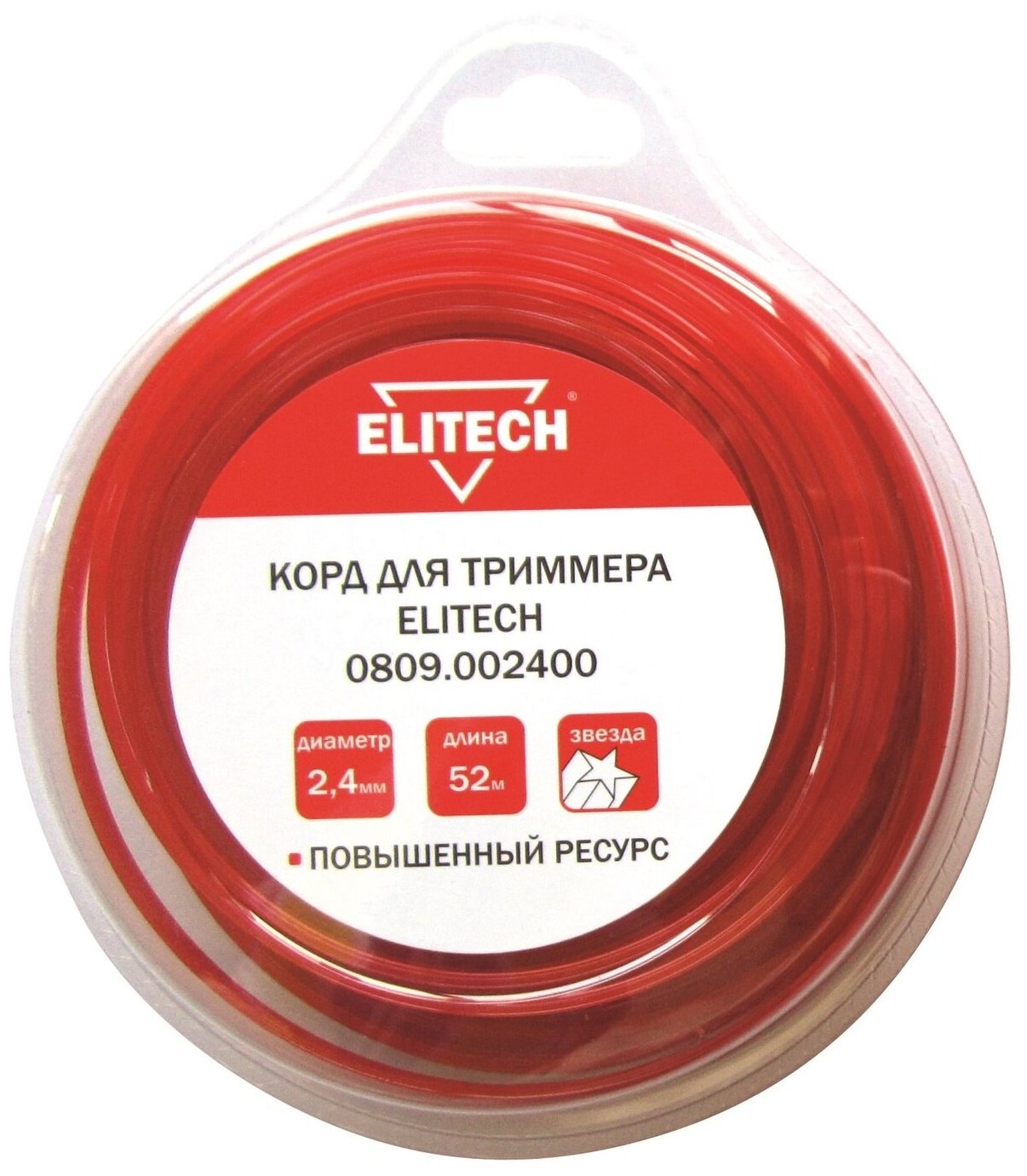 Леска для садовых триммеров Elitech 0809.002400, 2.4мм, 52м