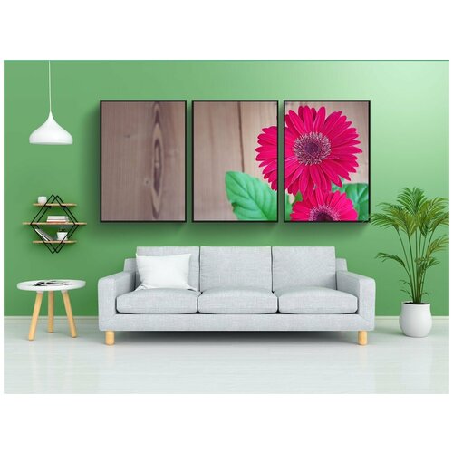 фото Набор модулных постеров для интерьера "гербера, цветок, цвести" 60x90 см. в тубусе, без рамки lotsprints