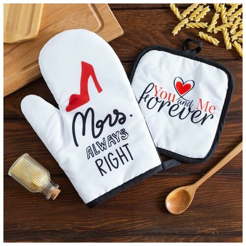 фото Кух. набор 2 пр. доляна "mrs right", прих. 17*17 см, рукав. 26*16 см,100% п/э 5395315