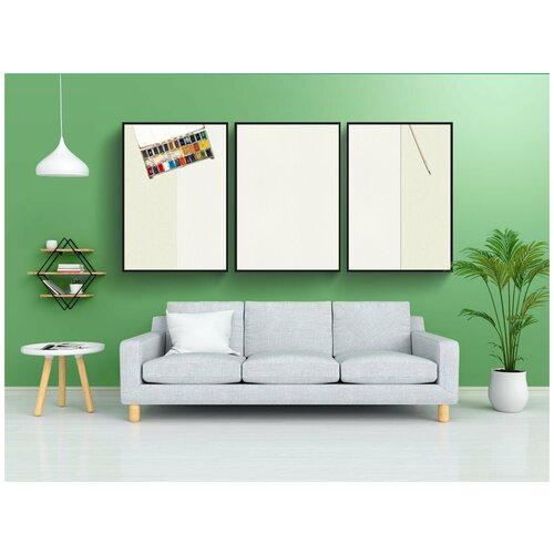 фото Набор модулных постеров для интерьера "краска, щетка, изобразительное искусство" 60x90 см. в тубусе, без рамки lotsprints