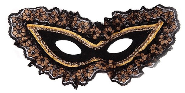 Полумаска с тесьмой и кружевами (Цв: Черный )