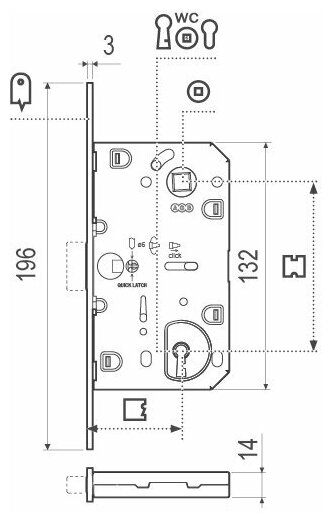 Межкомнатный замок AGB B06102.50.91.567 B04102,B05102 WC, белый с ответной планкой B02402.05.91 MEDIANA POLARIS 36551 - фотография № 12