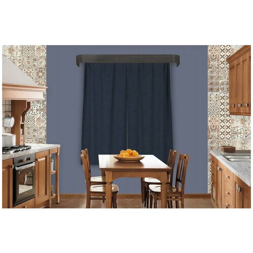 Индивидуальный пошив Шторы для кухни Атлас Atlas Цвет: Синий