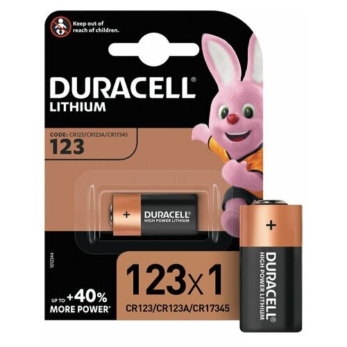 батарейка duracell 75058646 ultra cr123 lithium 3в комплект 2 шт Батарейка DURACELL Ultra CR123, Lithium, 1 шт, в блистере, 3 В, 75058646