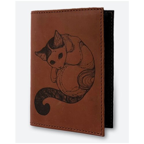 Обложка для паспорта KAZA Кошка темно-коричневый