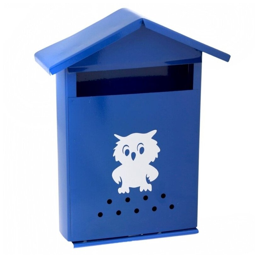 Ящик почтовый Домик без замка синий с совой - фотография № 1