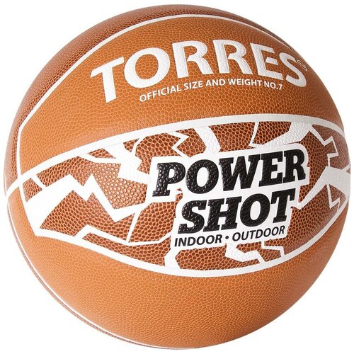 Мяч Torres баскетбольный Torres Power Shot, 7, светло-коричневый, тренировочный, клееный баскетбольный мяч torres power shot р 7