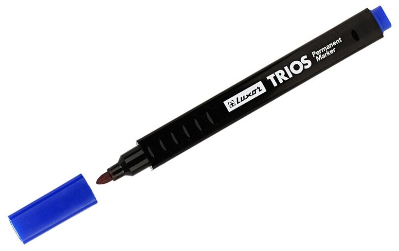 Маркер перманентный Luxor "Trios" синий, пулевидный, 2,5 мм, 12 шт.