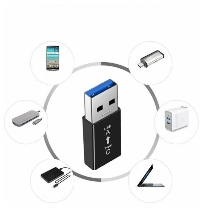 Адаптер переходник USB Type C (вход) - USB 3.0 (выход), черный, KS-is