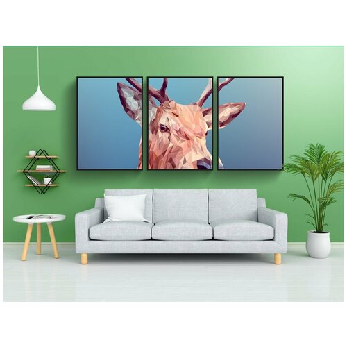 фото Набор модулных постеров для интерьера "олень, многоугольник, треугольник" 60x90 см. в тубусе, без рамки lotsprints