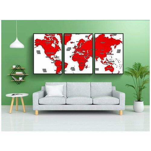 фото Набор модулных постеров для интерьера "америка, азия, карта азии" 60x90 см. в тубусе, без рамки lotsprints