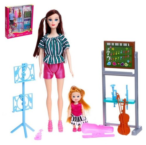 Кукла-модель «Учитель музыки» с малышкой и аксессуарами, микс