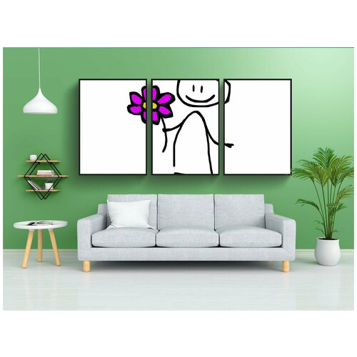 фото Набор модулных постеров для интерьера "цветок, рисование, фантазия" 60x90 см. в тубусе, без рамки lotsprints